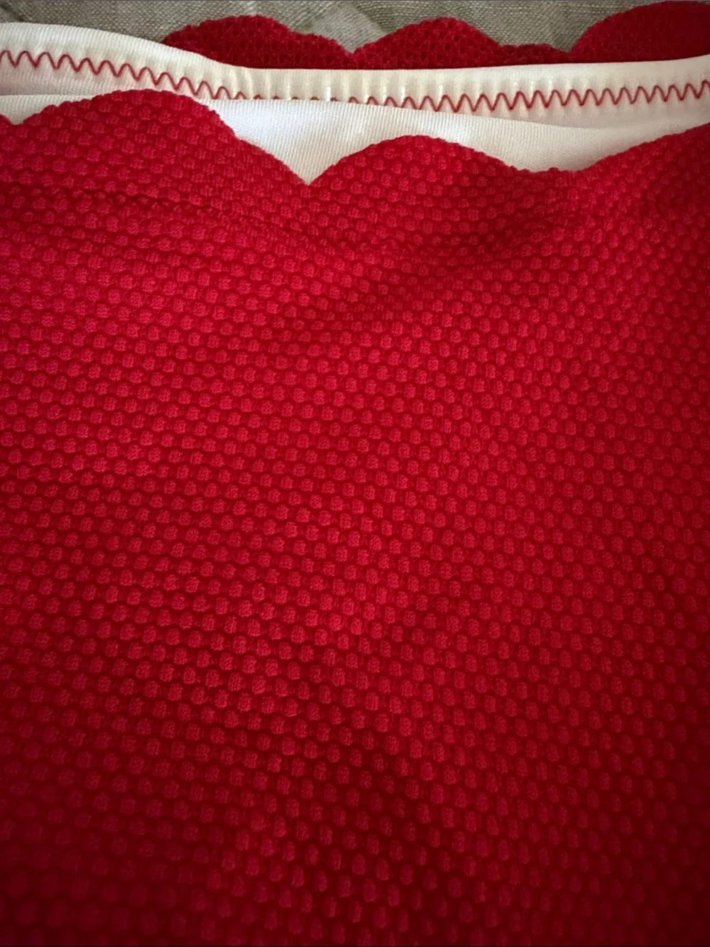 Old Navy Red One-Shoulder Scallop Trim Textured Swim Set